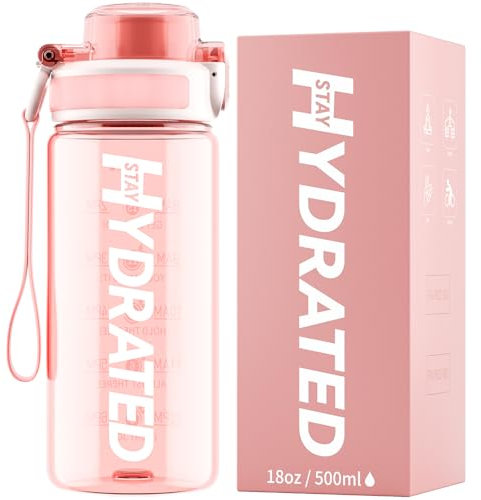 Mevoly Botella Agua Niños 500ML, Botella Agua Gimnasio sin BPA con Marcador de Tiempo, Plastico Botella de Agua Deportiva Motivacional, Cantimplora para Colegio, Bicicleta