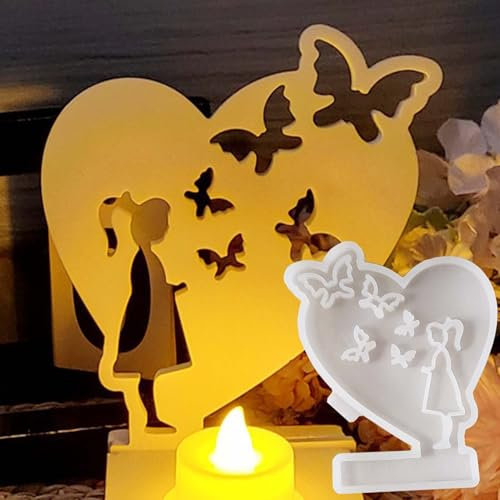 SVOCK Silikonformen Gießformen Herz Schmetterling Mädchen, Frühling 3D, Herzen Gips, Einschieber Valentinstag