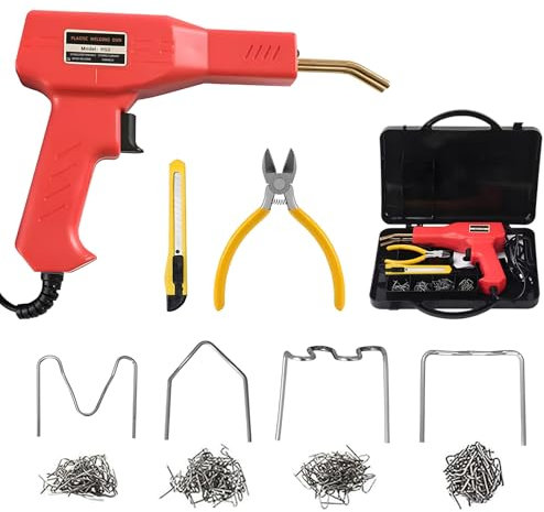 Kit di riparazione paraurti auto per saldatura plastica da 70 W, 200 pezzi di chiodi per saldatura a caldo e pinze Macchina per saldatura plastica per riparare parti in plastica rotte e
