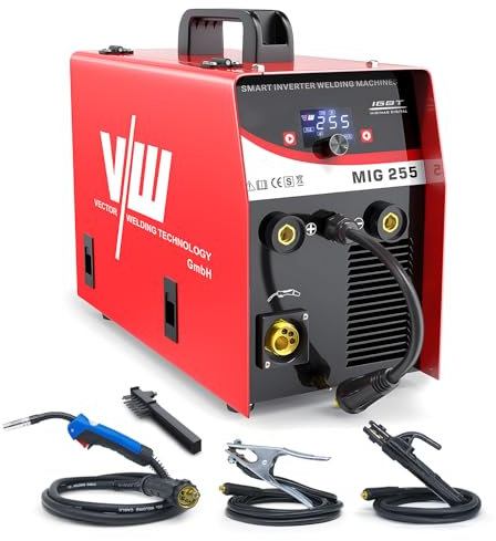 VECTOR WELDING Saldatrice MIG 255A, Saldatrice A Filo di Riempimento, Potente Dispositivo Combinato con MCU, Tecnologia IGBT e Display Digitale