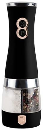 Berlinger Haus Elektrische Pfeffer- und Salzmühle 2-in-1 | Black Rose Collection | Edelstahl mit Keramikmahlwerk | Stilvoll & einfach nachfüllbar