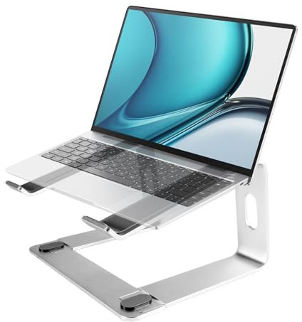LN COZY CORNER Laptop Stand Aluminum Laptop Stand for Desk, Ergonomic Notebook Riser, Portable Laptop Cooling Stand Compact Sliver Laptop Holder for 10-16” Laptops