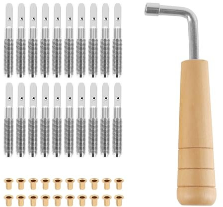 Laroal 20 Clavijas de afinación y 20 Remaches con Llave de afinación en Forma de L para Arpa pequeña, Instrumento de Cuerda Musical, Accesorios para Arpa, Juego de Arpa