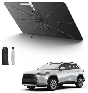 SKTU Parasol delantero compatible con Toyotα Yaris/Yaris Cross 2021-2025 Interior Plegable Protección Solar Cubierta del parabrisas con protección UV