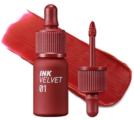 Peripera Ink the Velvet Lip Tint - High Pigment Color, Longwear, Weightless, Not Animal Tested, Gluten-Free, Paraben-Free (01 GOOD BRICK, 4g)