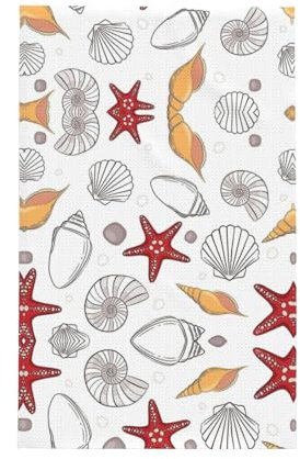 XTYGETY Geschirrtücher mit Muschelmotiv, Waffelgewebe, super saugfähiges Handtuch für die Küchenreinigung