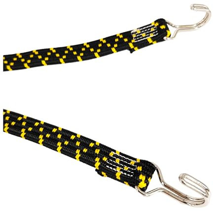 Corde Élastique avec Crochets Acier, 50cm, Extension 120%, pour Camping, Déménagement, Voyage. Noir.