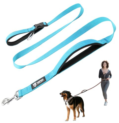 TSPRO Laisse pour Chien à Main Libre, avec Poignée Rembourrée de Sécurité et Fermoir Métallique, Durable, Réglable, pour Moyens et Grands Chiens (Bleu 25)