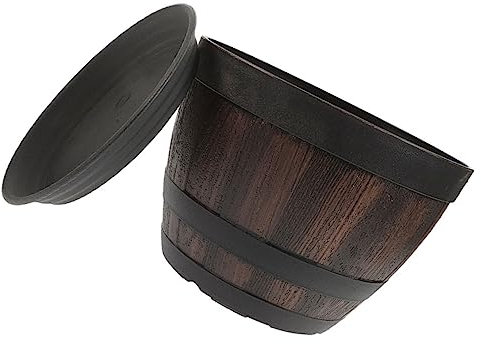 TOYANDONA 1 Satz Nachahmung Wein Holzfass Blumentopf Pflanzen Anlage im Freien Pflanzer für Whiskyfässer drinnen deko blumenbank Pflanztopf saftige Blumentöpfe Plastik
