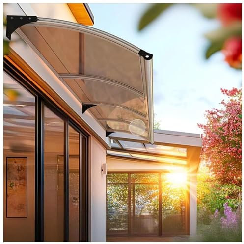 ZXCVASDF Curved Window Door Canopy,Self Cleaning Polycarbonate Cover,Patio Porch Awning Shelter,Transparent Front Door Canopy Outdoor Awning,Window Rain Shelter Cover(110x240cm/43x95in)