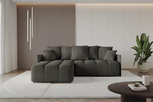 ALTDECOR Ecksofa mit Schlaffunktion und Bettkasten Corner Sofa Bett Eckcouch Couch L-Form Schlafcouch Ausziehbar Wohnlandschaft Schlafsofa Cauchsofa LONLI-L 251x189x68 Schwarz