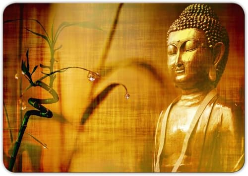 XXL Mousepad Buddha – 40×28 cm Schreibtischunterlage mit spirituellem Gold-Bambus-Motiv, rutschfest, hochwertiger Druck, Made in Germany