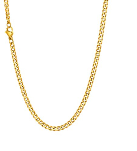 Suplight Herren Panzerkette 3/6/9mm breit Cuban Link Kette, Silber/Gold/Schwarz, 36/46/51/55/61/66/71/76cm