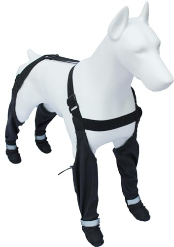 BLOSSOMLIFE Stivali per cani con bretelle, impermeabili, stivali da pioggia per cani di taglia grande, suola in gomma, pantaloni da neve, protezioni per zampe, scarpe legging, stivali da neve