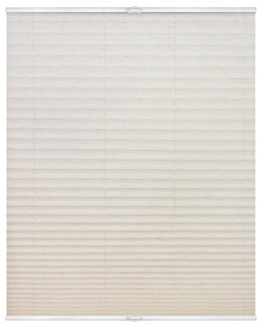 Lichtblick Plissee Blickdicht ohne Bohren Natur 45 cm x 130 cm (B x L) | Plissee Klemmfix, verspannt, lichtdurchlässig, Uni, mit eleganter Crushed Optik, Montage ohne Bohren, Mit Lichtfilter