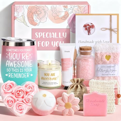 Drazik® Birthday Pamper Gifts for Women, Unique Self Care Package Pamper Hampers Kit for Her, Ladies Get Well Soon Gifts Christmas Spa Sets Xmas Present Ideas for Women Best Friend Sister Bestie Mum