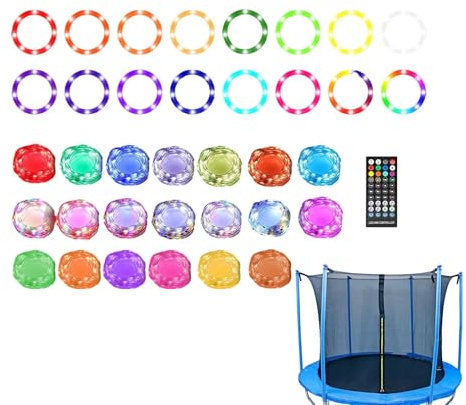 für Trampolin - 18-Farben-LED-Trampolinbeleuchtung mit Fernbedienung App-Steuerung, Musiksynchronisierung | 49,2 Fuß lange LED-Leuchten für Trampolinzubehör