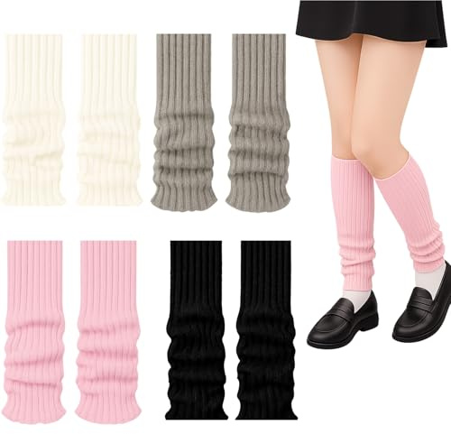 ZoeyShine Knitted Leg Warmers – Soft, High Ribbed Winter Socks for Women and Girls, Perfect for Yoga, Dance, Ice Skating, and Cold Weather Protection
