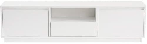 HOMIFAB Meuble TV 3 Portes 1 Niche Blanc 160 cm - Noane