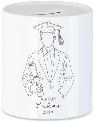 Personalisierte Abitur Spardose für Absolventen zum Abitur 2026 - Sparschwein Geldgeschenk Abiturient Abschluss Wunscherfüller zum Schulabschluss Geschenk