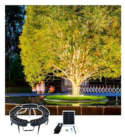 ZNQNDSR luz led circular para abrazar árboles Luces De Árbol Anillo Para Exteriores, Luz Solar Resistente Al Agua Para Árboles, Iluminación Para Jardín, Plantas, Decoraciones Césped(Warm white,60W)