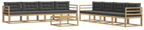 vidaXL Outdoor-Sofagarnitur 9 pcs Weiß und Anthrazit 79 x 79 x 37 cm, Garten-Sofa Set, modulare Lounge für draussen, wetterfestes Mobiliar, robuster Pool-Bereich