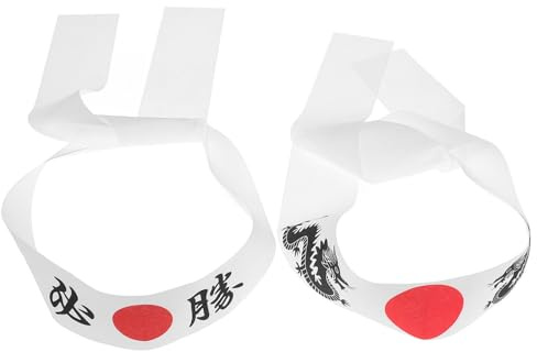 Bushido Hachimaki Stirnband 2 Stück Polyester für Karate Training | Verstellbare Bindepassform, Nimmt Schweiß und Hält Haare Zurück, Authentischer Japanischer Stil