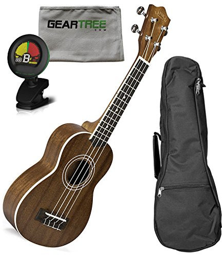 Lanikai MA-S Mahagoni-Sopran-Ukulele mit Gigbag, Tuch und Stimmgerät