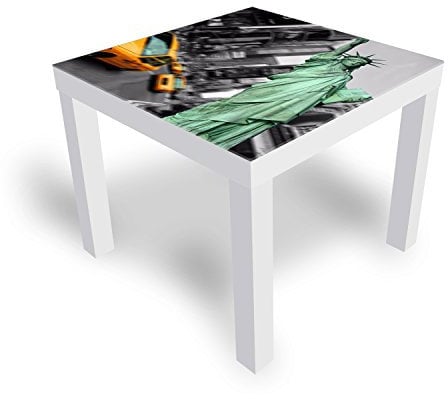 DekoGlas Beistelltisch Couchtisch 'New York' Sofatisch mit Motiv Glasplatte Kaffee-Tisch, 55x55x45 cm Weiß