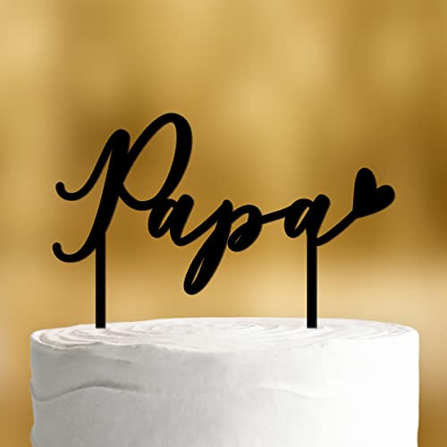 Cake Topper Papa [mit Herz] - Acryl schwarz - für die Vatertagstorte -Geschenke für Papa Geschenk, Geschenkideen Bester Papa Geschenke Vatertag, Happy Birthday Tortendeko Geburtstag