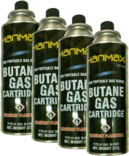 ManMax 4 x Gas Butane Gas Bottles CANISTERS for Cooker Heater BBQ