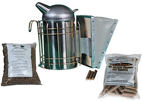 côté ruche Pack Enfumoir avec 2 kg de Combustible et 100 allumeurs