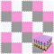 qqpp® 18 Puzzle Eva Schaumstoff Puzzlematte Puzzleteppich Kinder - Krabbelmatte Spielmatte Baby Schadstofffrei Sport rutschfest Bodenschutzmatte Fitness Matte. Weiß, Pink, Grau. QQC-ACLb18N