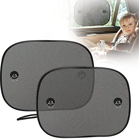 KOROSTRO Sonnenblende Auto Baby, Auto Sonnenblende Kinder Seitenscheibe Universelle Auto UV Schutz mit Saugnäpfen für Baby, Kinder, Haustiere (2er Set), Schwarz, 44 x 36cm