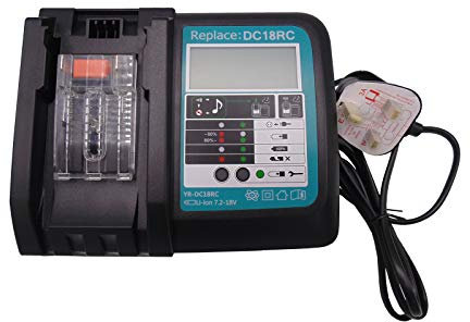 FengBP®Replacement for Makita 14.4V - 18V Fast Battery Charger DC18RC for Makita Li-ion Battery BL1860 BL1850 BL1840 BL1830 BL1430 BL1415 3.0 A with LED Power Indicator(DC18RC 3.0A)