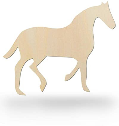 Kleenes Traumhandel Holztiere - Tiere aus Holz - Wanddeko Tiere - Tierscheiben - Tierform aus Holz für Kinderzimmer, Wohnzimmer, Geburtstag (Pferd, Breite 57 cm)