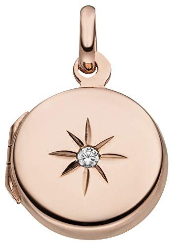 Jobo Damen-Anhänger Medaillon klein aus 925 Sterling Silber rosegold vergoldet mit Zirkonia