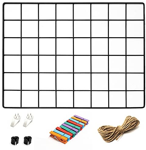 ODOXIA Juego de 1 Panel de Rejilla Decoracion Pared | Decoración para Colgar en Casa, Oficina y Cocina | Organizador de Malla y Marco para Fotos | Tablón de Anuncios de Alambre | Metálico