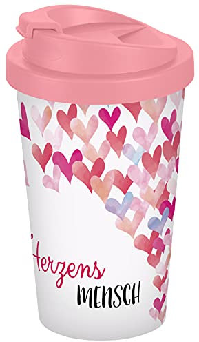 infinite by GEDA LABELS (INFKH) 15375 Coffee Herzensmensch Coffe to Go Becher, PP, 400 milliliters, Rosa