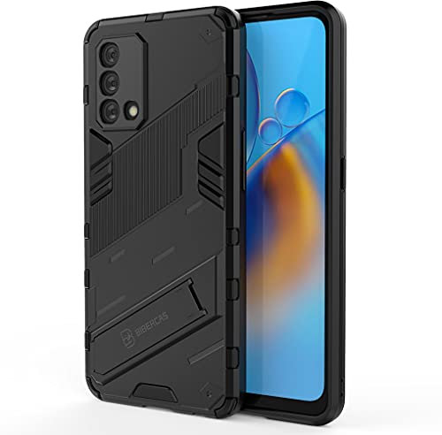 Liner Hülle für Oppo A74 4G, [Militärische Stoßfest Case] Ultra Dünn Harter PC Sanft TPU Schutzhülle Handyhülle mit Stabilem Faltbar Ständer für Oppo A74 4G - Schwarz