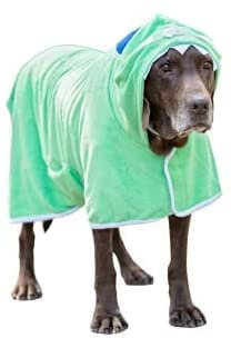 BoxDog Tragbares Mikrofaser-Hundehandtuch mit Monster-Kapuzenpullover | weicher Hunde-Bademantel (XL)