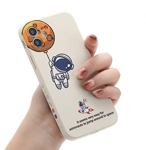 Yonds Queen Compatible with iPhone 12 mini Cute Case, Cartoon Astronaut Space Rocket Moon Design Stylish Bumper TPU Rubber Protective Shockproof Case(Star Moon, iPhone 12 mini)