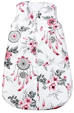 TupTam Schlafsack Baby 2.5 TOG – Atmungsaktiver Ganzjahresschlafsack für Kinder, OEKO-TEX zertifiziert, Farbe: Traumfänger Rosa, Größe: 80-86