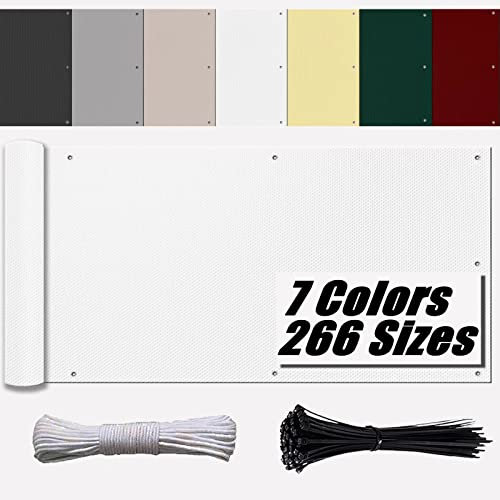 Ufamiluk Brise Vue Blanc avec Oeillets Attaches de câble et Cordons Solaire Toile Brise Vue Jardin pour Jardin et Lieu de fête Piscine 80 cm de Hauteur 80x200cm