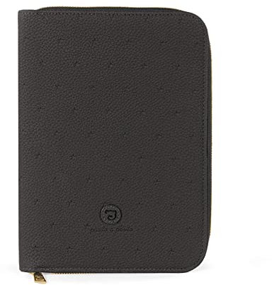 Pasito a Pasito. Libro de Nacimiento London. Cómoda Funda para Archivar Documentos de Bebé con Bolsillos y Cremallera. Fabricado en Polipiel. Color Negro.