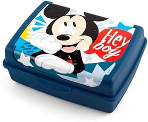 Lulabi Disney Mickey Porta Pranzo Bimbo, Porta Merenda in Plastica, Lunch Box, BPA Free, 17x13x6.5cm, Linea Icon