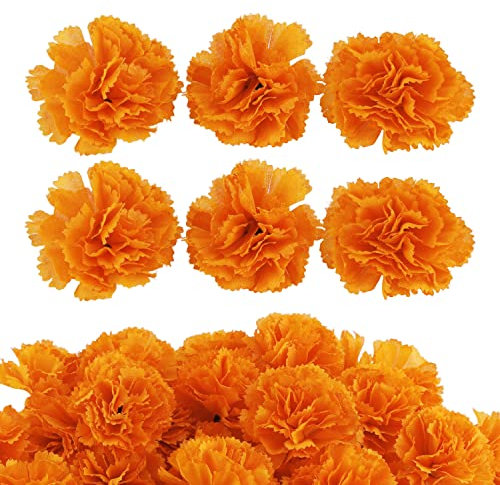 AIEX 30 Pezzi Teste di Fiori di Calendula, Calendula Fiori Teste di Fiori Artificiali Teste di Ortensie Arancioni per Festa di Halloween Ghirlande Artigianato Fai-Da-Te