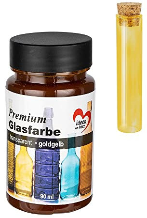 Ideen mit Herz Peinture pour verre de qualité supérieure - Transparent - Imperméable - 90 ml (jaune doré)