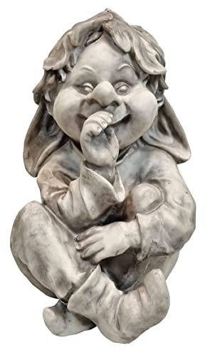 Fachhandel Plus Dekofigur Wichtel sitzend in-Outdoor Gnom Gartenfigur Zwerg Kobold