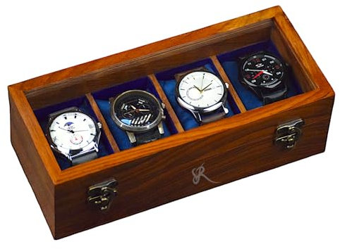 Royal Craft Expertise Uhrenbox aus Holz für Herren – Uhrenvitrinen für Herren | Uhrenboxen aus Holz für | Uhrengehäuse aus für Herren mit Fächern | Uhren-Organizer (dark brown-4 rum)